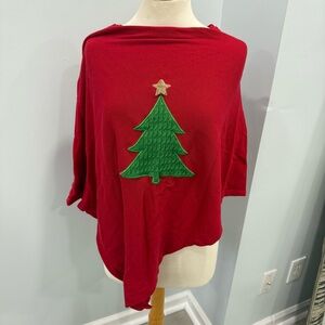Festive Red Christmas Tree Women's Poncho